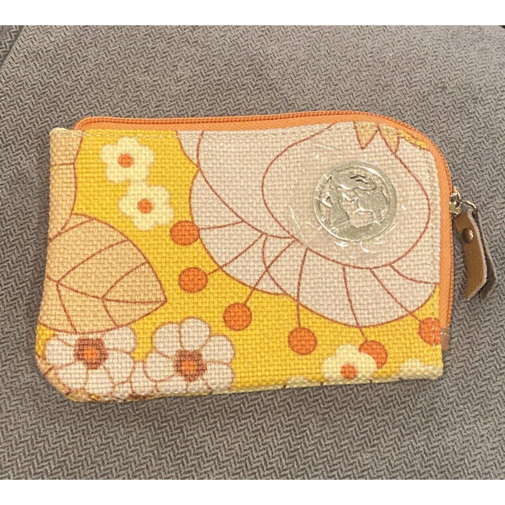 SPARTINA 449 Wallet Daufuskie Island Linen & Leather Floral Yellow Beige